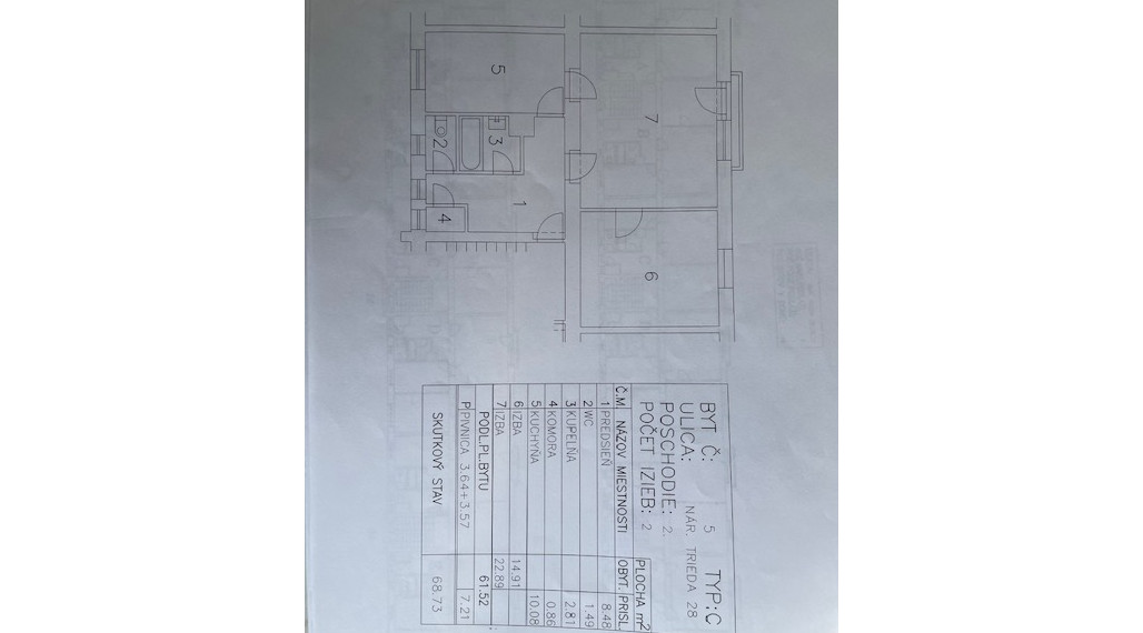 REZERVOVANÉ Na predaj 2i byt 61,52m2 + 2x pivnica, tehla, Národná trieda 28