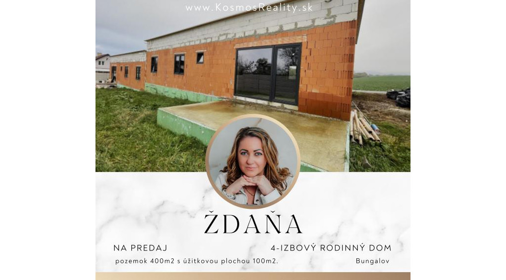 REZERVOVANE - Na predaj hrubá stavba 4i rodinného domu typu bungalov v obci Ždaňa