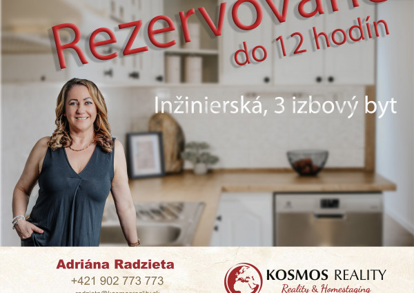 REZERVOVANE - Exkluzívne na predaj 3i byt Inžinierska 4, Košice